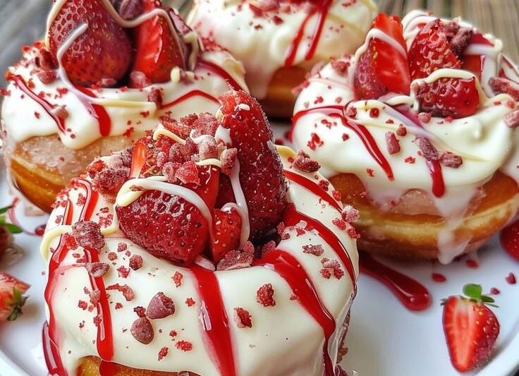 🍓 Strawberry White Chocolate Donuts