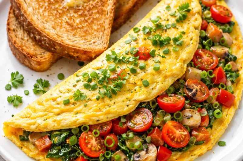 🥗 Veggie Omelet + Toast Recipe